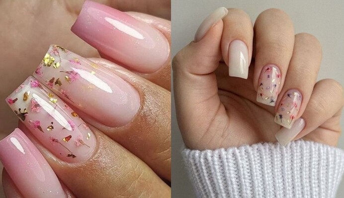 Осінній манікюр з сухоцвітами - красивий і ніжний тренд: фото модних нігтів