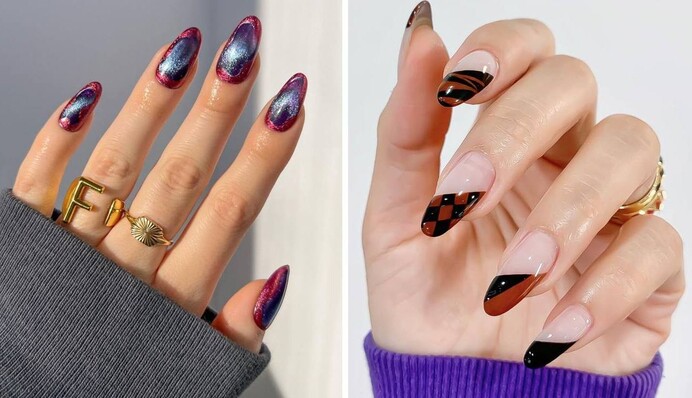 Горячий шоколад и блестящий бархат: современные цвета и дизайны ногтей на осень