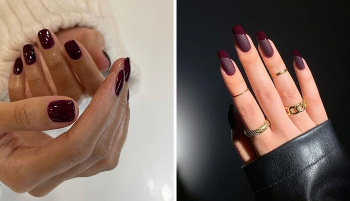 Бордовый маникюр – тренд осени 2023 года: актуальные дизайны на ногти разной длины