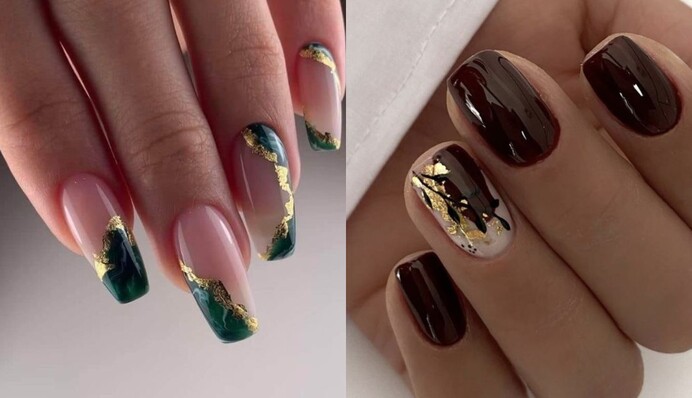 Манікюр з фольгою та золотими елементами – найбільший тренд осені 2023 року: фото