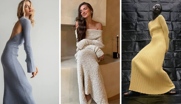 В чем встречать Новый год-2024: подборка стильных образов с теплыми платьями