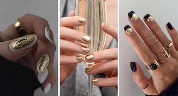 Золото на ногтях: идеи роскошного праздничного маникюра на Новый год-2024