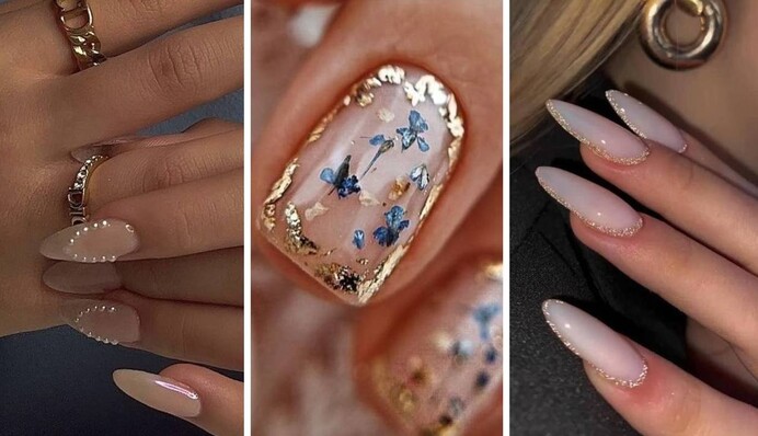 Нюдовый новогодний маникюр, который выглядит празднично и элегантно: фото