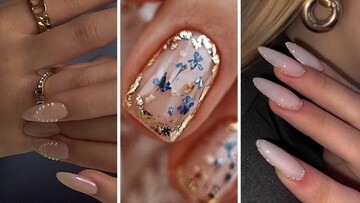 Нюдовый новогодний маникюр, который выглядит празднично и элегантно: фото