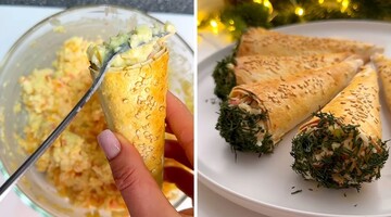 Крабовий салат в ріжку з лаваша - проста і смачна закуска на Новий рік: святковий рецепт