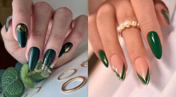 Зеленый и золотой – главные цвета для новогоднего маникюра: подборка идей с фото