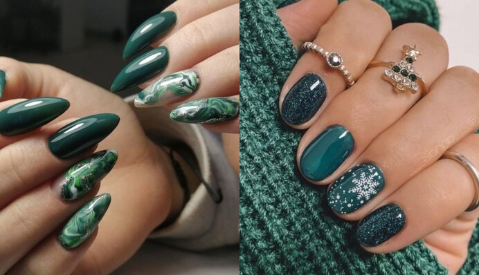 Изумрудный цвет – тренд маникюра, который идеально подходит для Нового года-2024: фото
