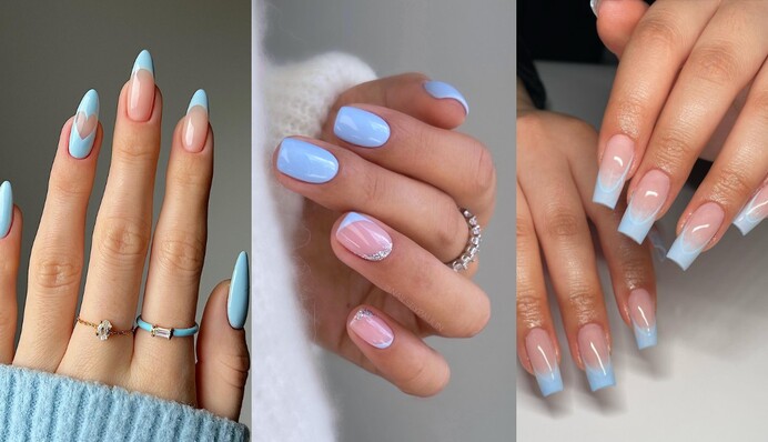 Голубой маникюр – один из главных трендов 2024 года: подборка очень красивых ногтей