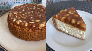 Торт Сникерс с арахисом и карамелью можно приготовить без выпечки: простой рецепт