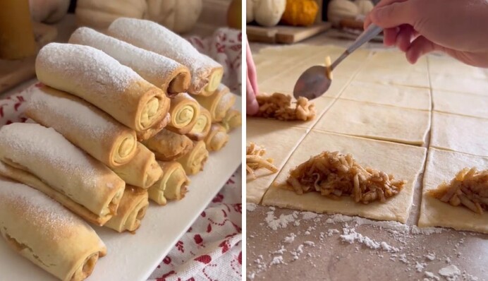 Трубочки с яблочной начинкой – вкусное печенье к чаю, которое захочется готовить снова и снова