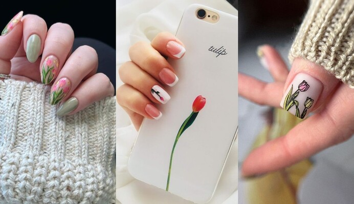 Маникюр с тюльпанами – нежный тренд весны 2024: красивые варианты исполнения