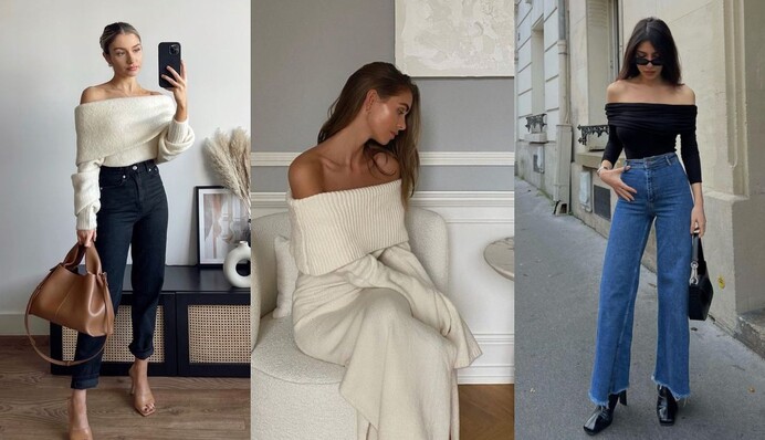 Спущенные плечи – большой тренд весны 2024 года: с чем носить такую одежду