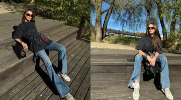 Леся Никитюк показала ретро-фасон джинсов, который вновь стал популярным среди модниц: фото