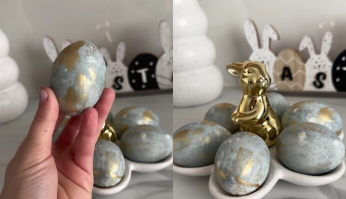 Как сделать стильные крашенки на Пасху: способ с каркаде и золотым кандурином