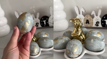 Как сделать стильные крашенки на Пасху: способ с каркаде и золотым кандурином