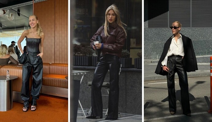 Кожаные брюки – модное приобретение этой весной: с чем их сочетает Даша Квиткова