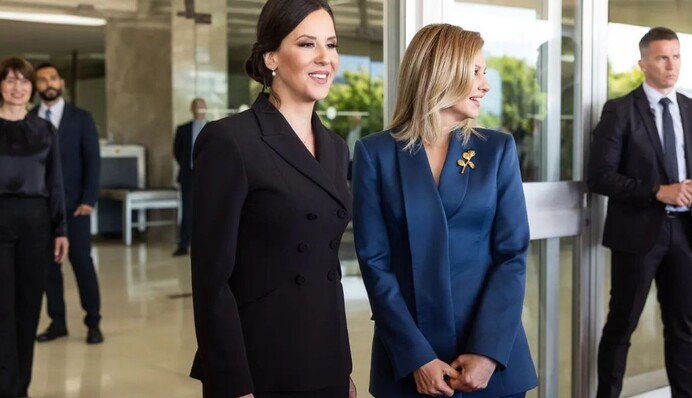 Елена Зеленская надела редкую брошь на встречу с первой леди Сербии: фото