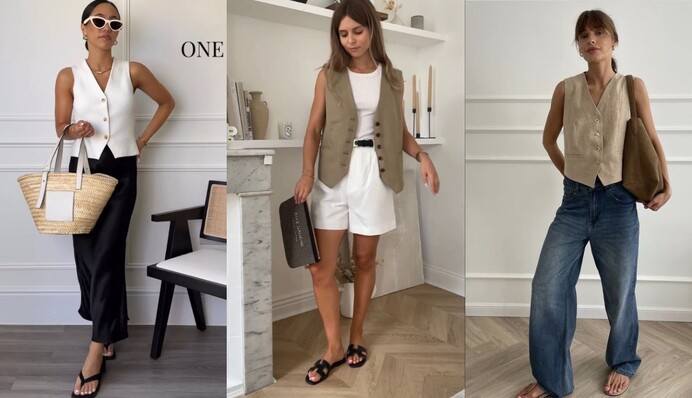 Костюмный жилет носят с джинсами, юбками, шортами: идеи стильных образов на лето 2024