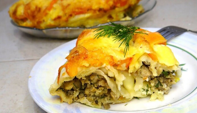 Пиріг з лаваша з м'ясом та сиром – простий спосіб приготувати вечерю за 15 хвилин