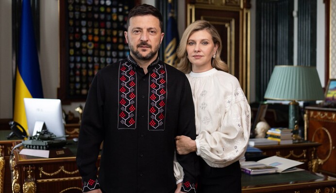 Броня з тканини і полтавська сорочка: чим особливі вишиванки Володимира та Олени Зеленських