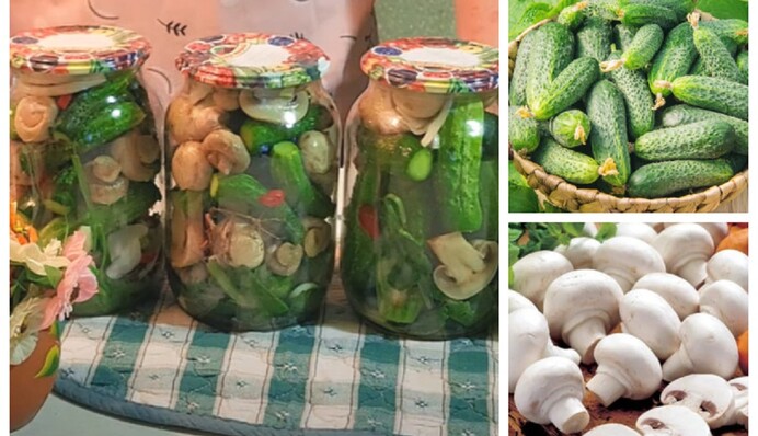 Подвійне задоволення: рецепт маринованих огірків з шампіньйонами на зиму