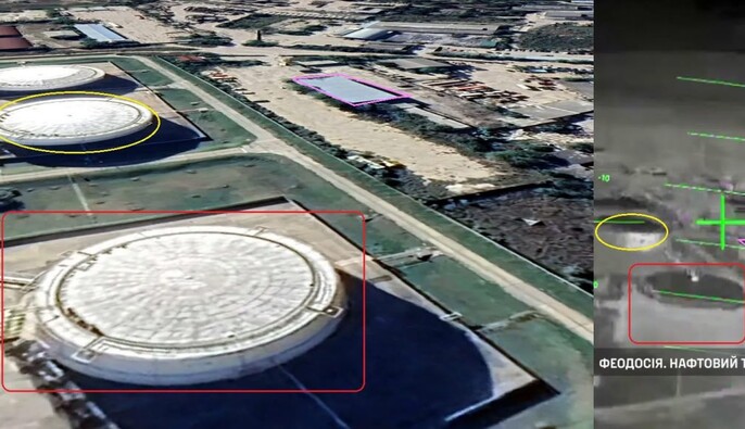 Удар по резервуарам с горючим в Феодосии – видео 