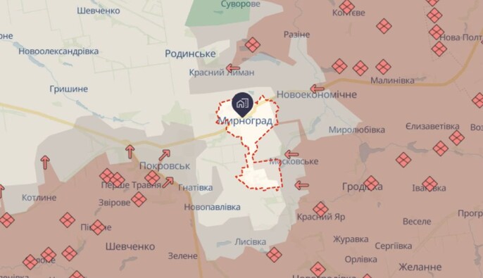 Армія РФ намагається прорватися в житлову забудову Мирнограда та закріпитися там — військові