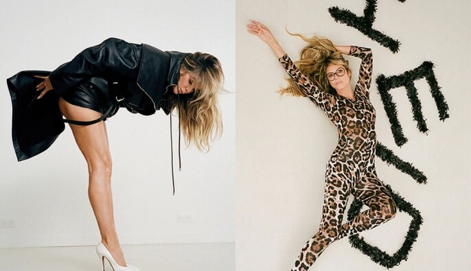 Гайді Клум у шкіряному плащі та 