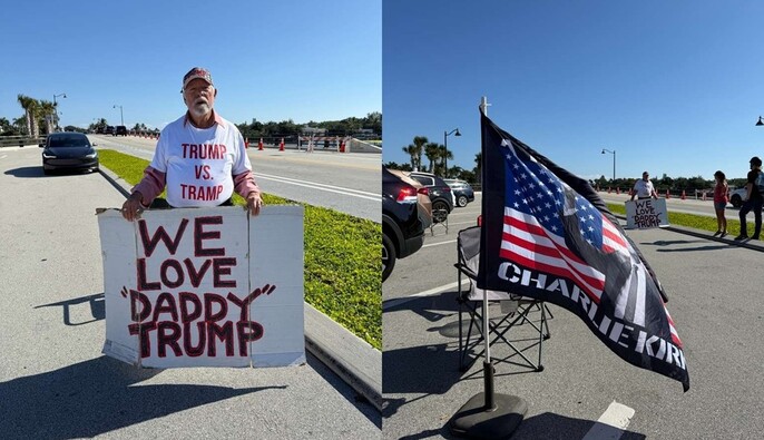 На мосту в Мар-а-Лаго собрались десятки человек в поддержку Украины