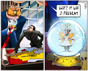 Карикатуристка Елла Барон зобразила мирні переговори Трампа і Зеленського – Guardian