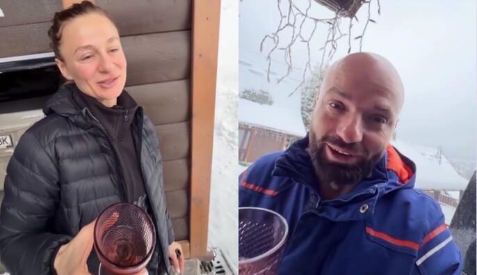 "Ніякого просекко": Ольга Мартиновська навчила пити шампанське Славу Дьоміна