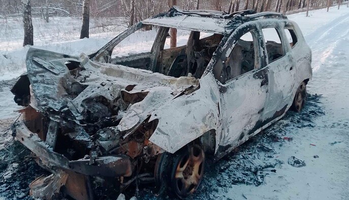 Російський fpv-дрон поцілив у поліцейську  автівку на Харківщині