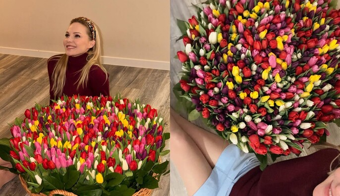 "Вдома весна": Дар'я Трегубова похизувалася розкішним букетом тюльпанів