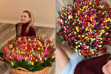 "Вдома весна": Дар'я Трегубова похизувалася розкішним букетом тюльпанів