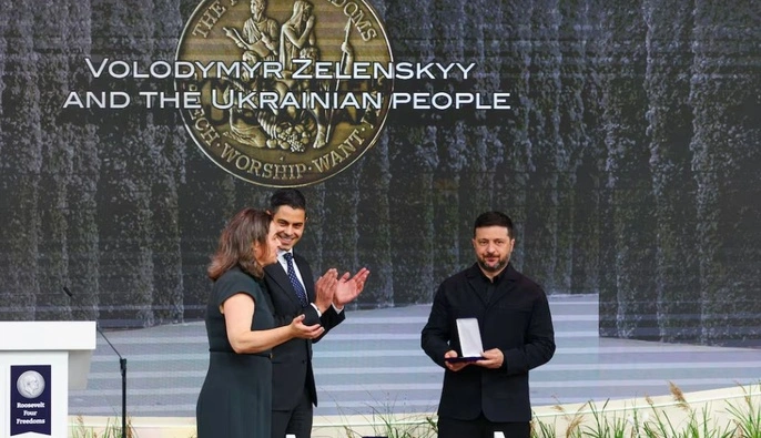 Зеленський отримав премію Рузвельта за боротьбу України за свободу