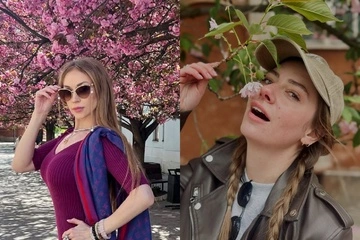 Сезон сакур в Ужгороде: Валевская и Петрожицкая наделали цветущих фотографий