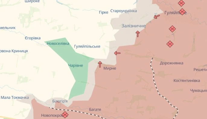 Російські війська просунулись поблизу Мирного на Запоріжжі — DeepState