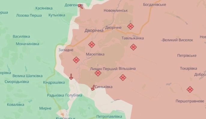 Российские войска продвинулись вблизи села в Харьковской области — DeepState