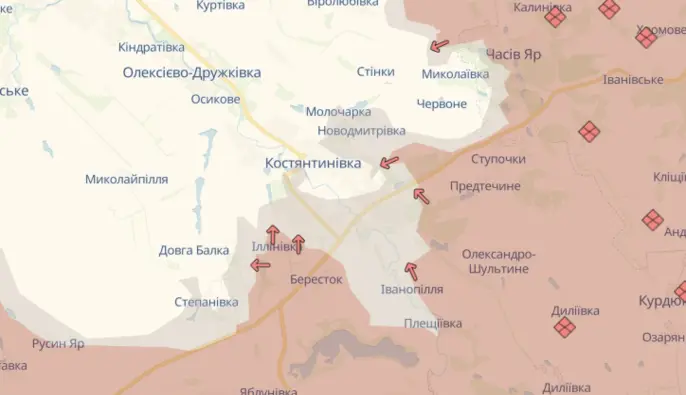Російська армія просунулась біля Костянтинівки та Затишку — DeepState