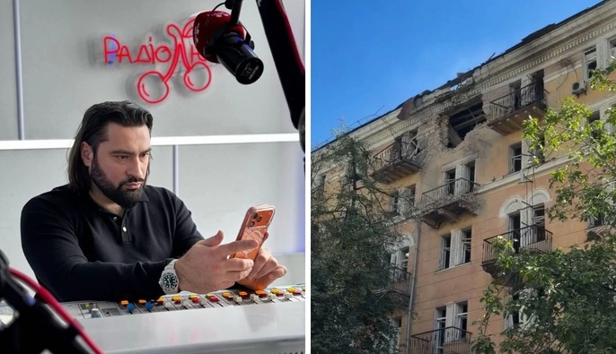 Російський дрон влучив поруч із офісом "Люкс ФМ": продюсер показав наслідки удару