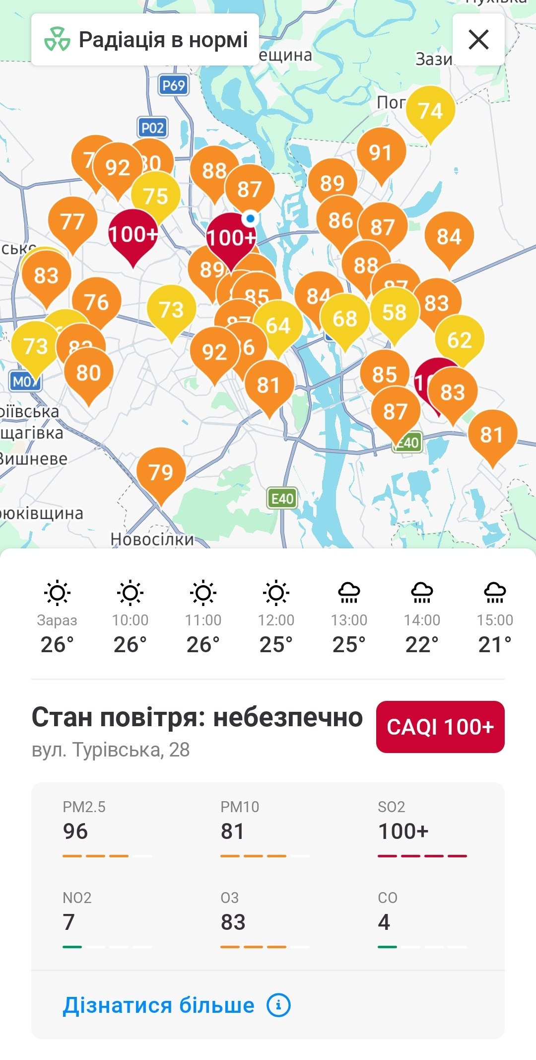 Уровень загрязнения воздуха 3 июля/Фото: