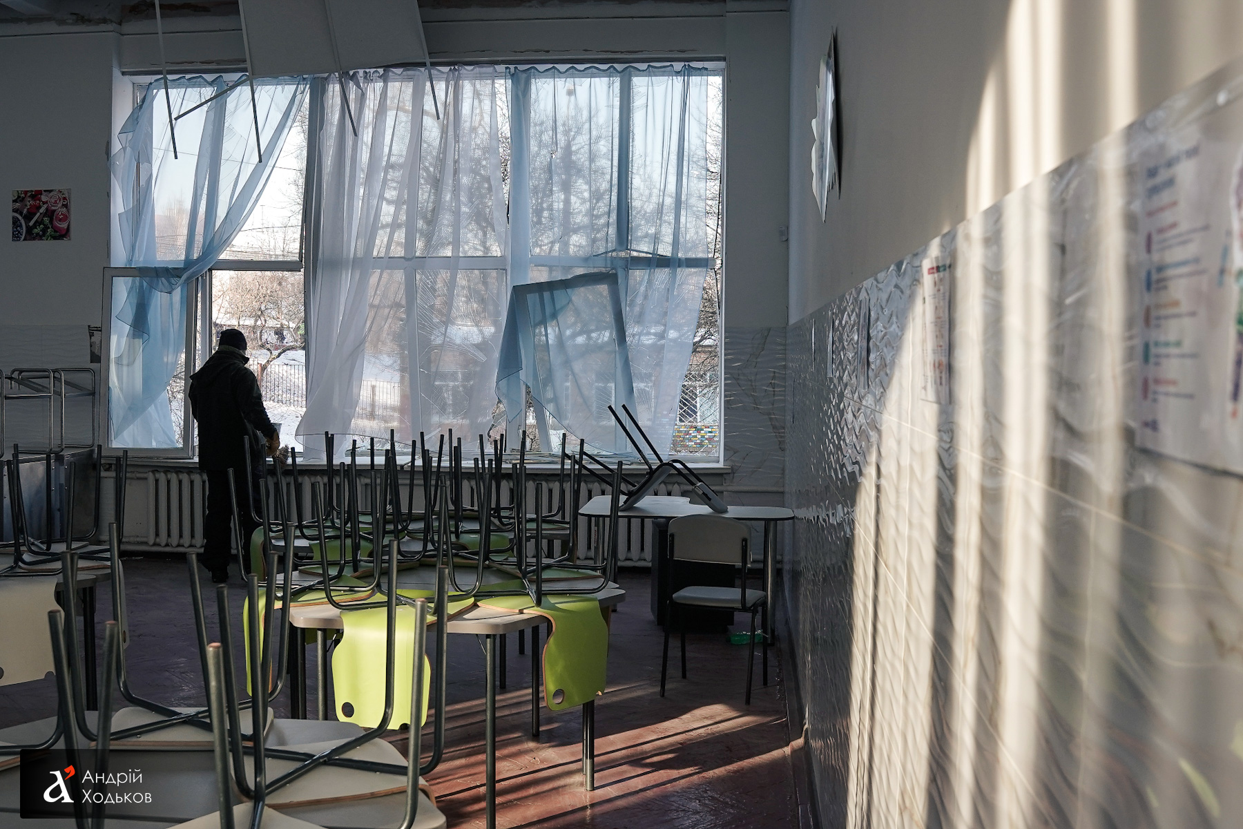 Поврежденная школа в Днепровском районе Киева/Фото: Андрей Ходьков/