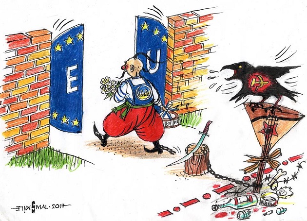 Они из тебя раба сделают: появилась яркая карикатура на реакцию россиян по поводу безвиза Украины с ЕС